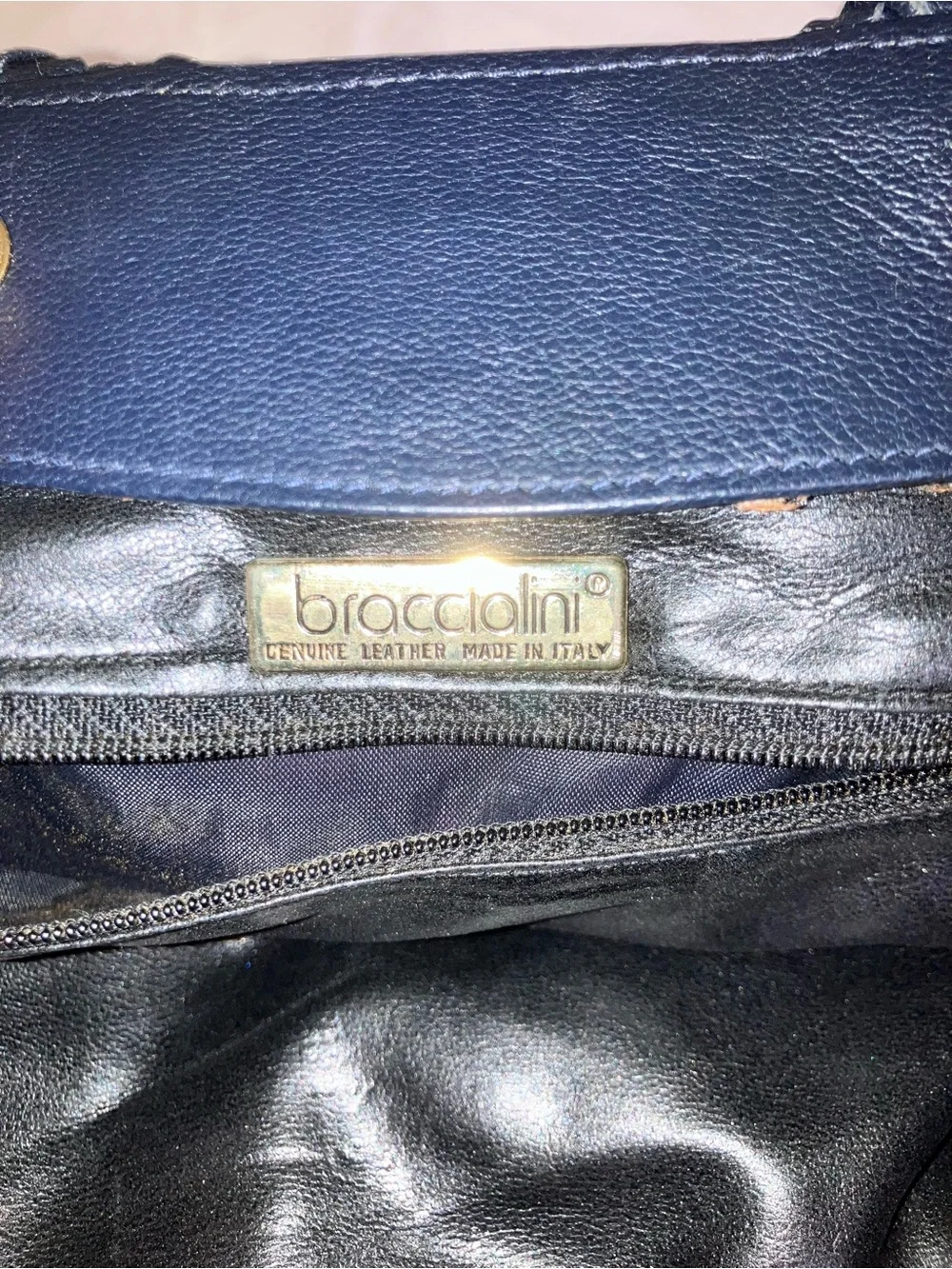 Braccialini vintage Italian leather bag handbag purse blue unique shape braided